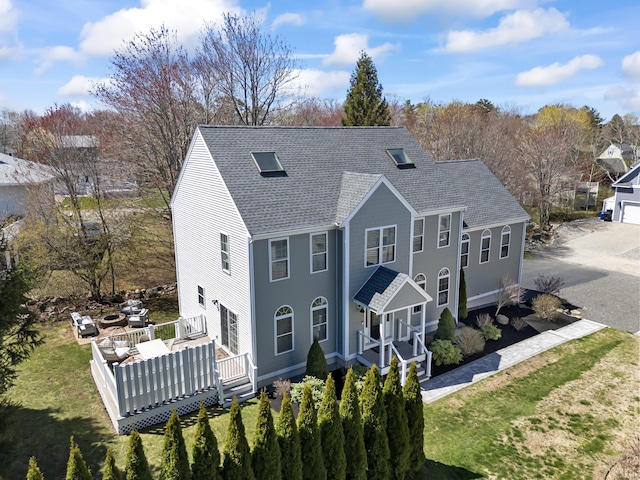 36 Fort Hill Ave, York, ME 03909 - exterior space featuring roof with shingles, a yard, and a deck