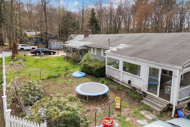 224 Branch Rd, Wells, ME 04090 - view of yard with a trampoline and a sunroom