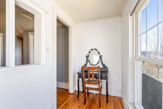 corridor with wood finished floors