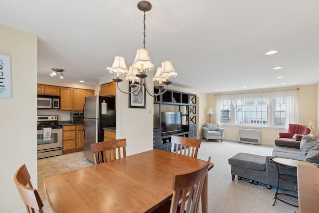 66 Colonial Vlg Unit 66, Falmouth, ME 04105 - dining room with a notable chandelier and recessed lighting