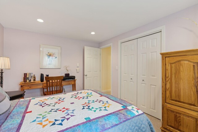 66 Colonial Vlg Unit 66, Falmouth, ME 04105 - bedroom with a closet and recessed lighting