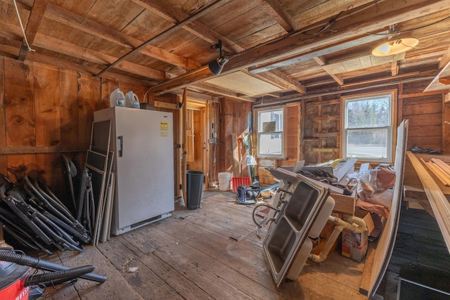 1357 Indian River Rd, Addison, ME 04606 - miscellaneous room with wood-type flooring, wood walls, and wooden ceiling