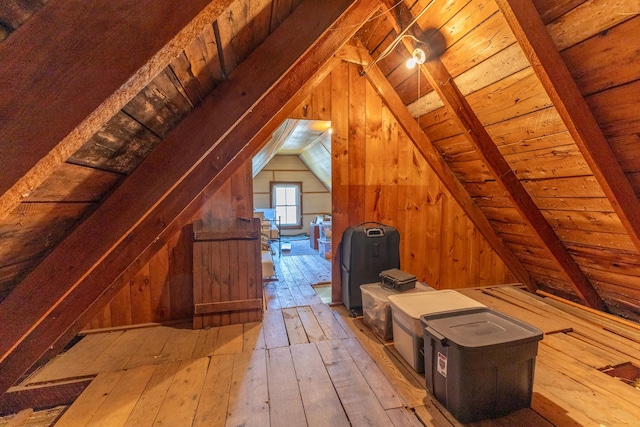 view of unfinished attic