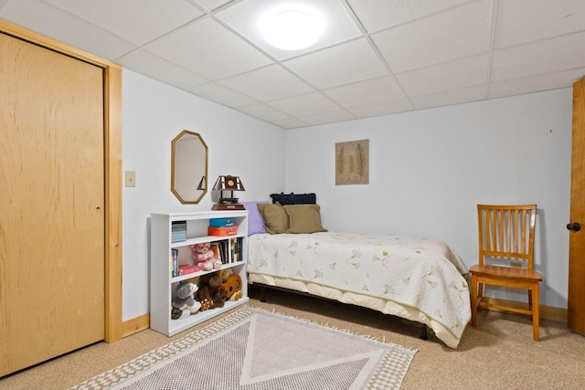 69 Brookside Rd, Portland, ME 04103 - bedroom featuring a paneled ceiling, carpet, and baseboards