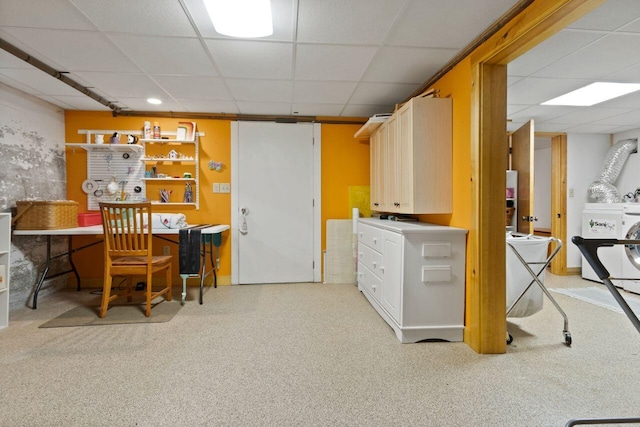 69 Brookside Rd, Portland, ME 04103 - finished below grade area with a paneled ceiling, washer / clothes dryer, and carpet floors