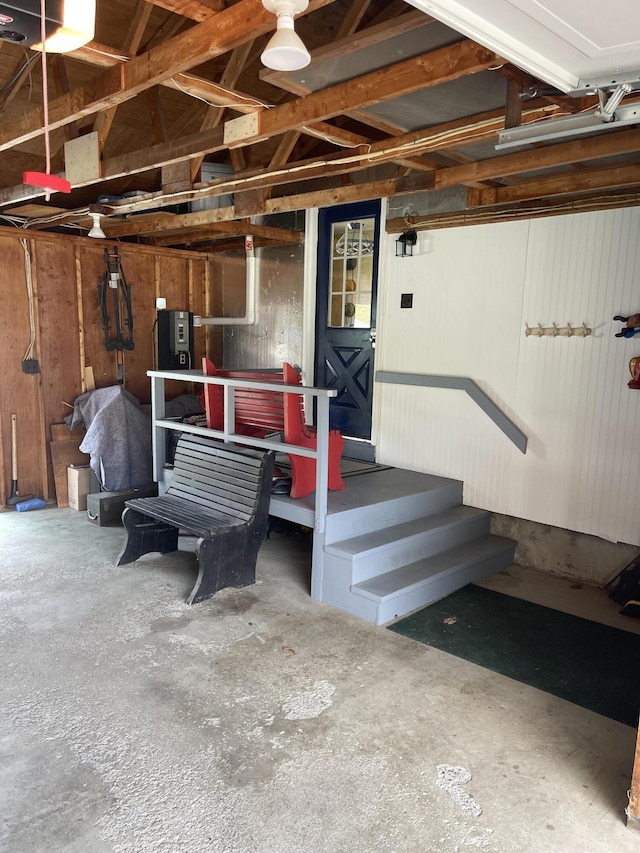 garage with a garage door opener
