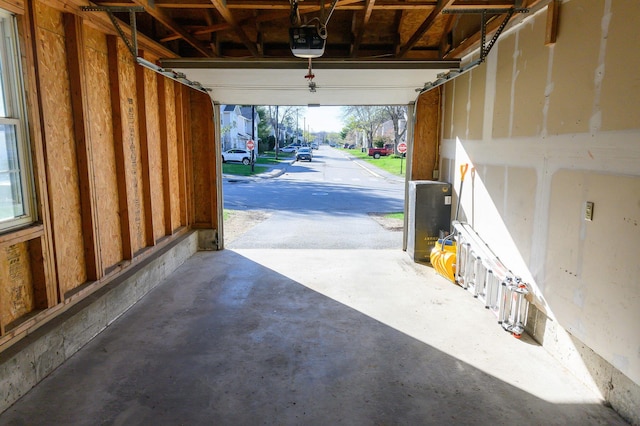 garage with a garage door opener