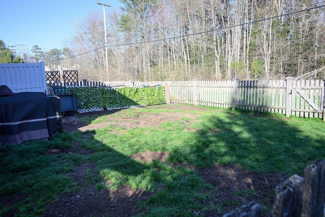 view of yard featuring a fenced backyard