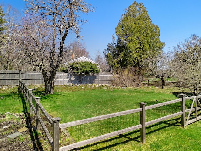 view of yard with a fenced backyard