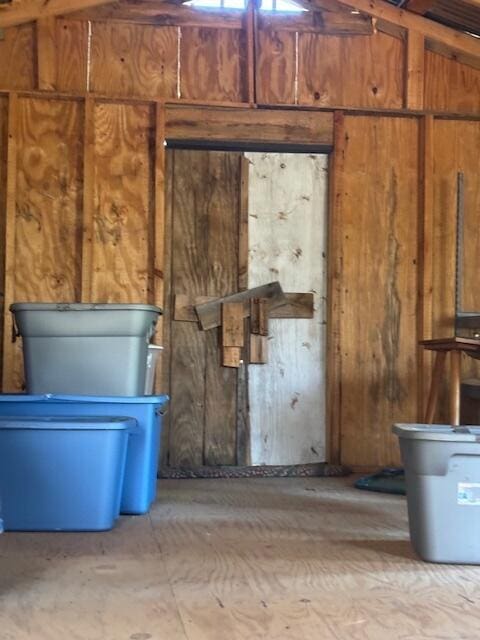 357 Leeds Rd, Wayne, ME 04284 - misc room featuring wood walls and lofted ceiling