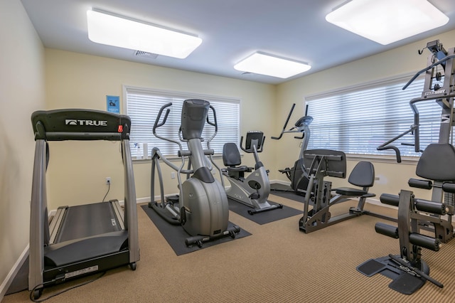 43 Sylvan Way Unit 10, Wells, ME 04090 - gym with baseboards and carpet floors