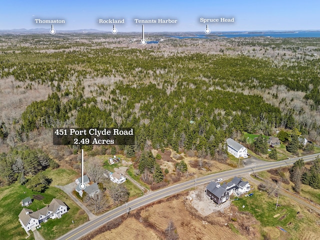 bird's eye view with a view of trees