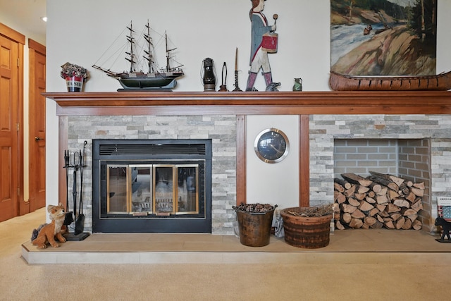 39 Turtle Run Rd Unit 8, Winthrop, ME 04364 - details with carpet, a glass covered fireplace, and recessed lighting