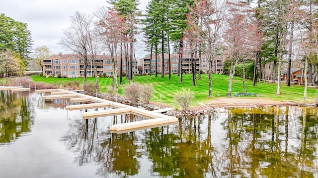 39 Turtle Run Rd Unit 8, Winthrop, ME 04364 - dock area featuring a water view and a lawn