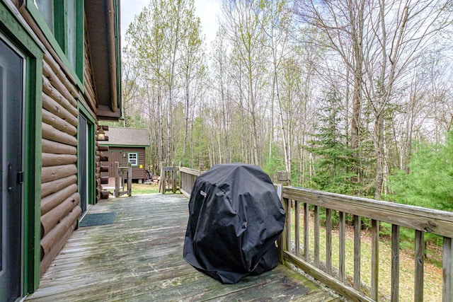 26 Mountain View Ln, Woodstock, ME 04219 - wooden terrace with grilling area