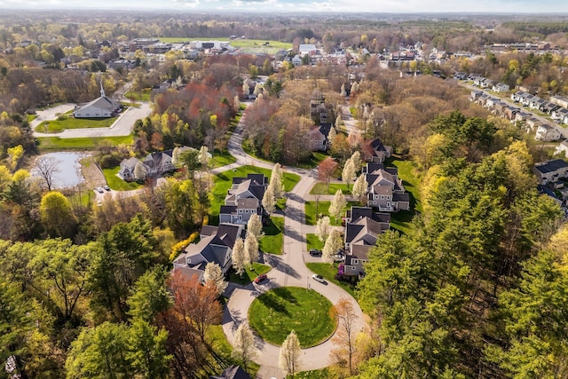 birds eye view of property with a residential view