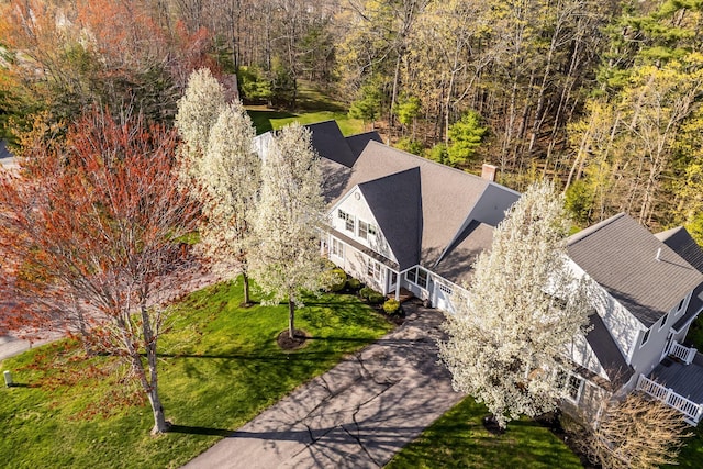 aerial view with a forest view