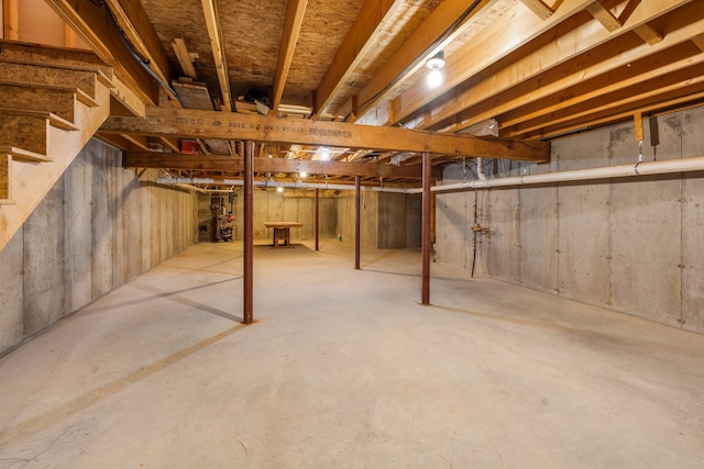 unfinished below grade area with stairway