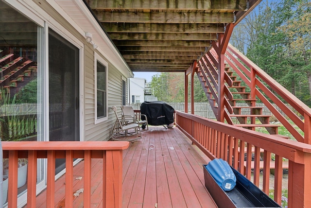 178 Bradley St, Saco, ME 04072 - wooden terrace featuring stairway and a grill