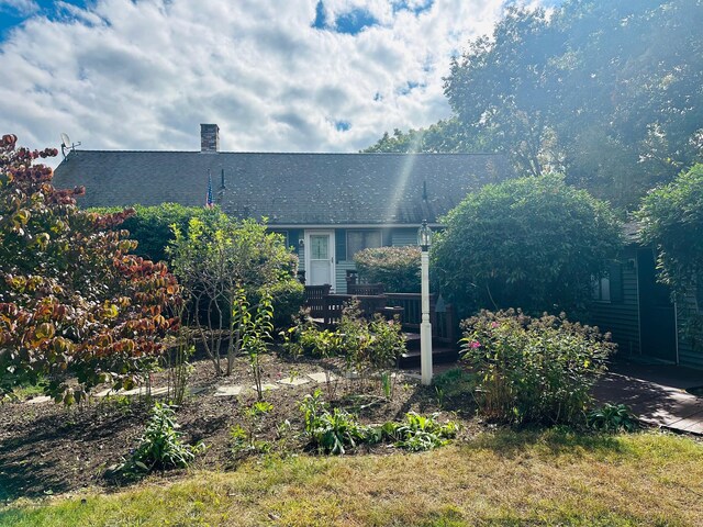 view of front of property with a deck