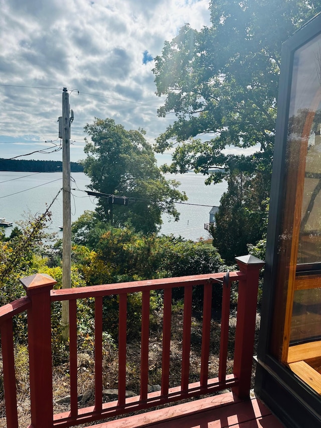 deck with a water view