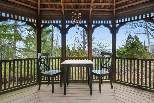 wooden terrace with a gazebo