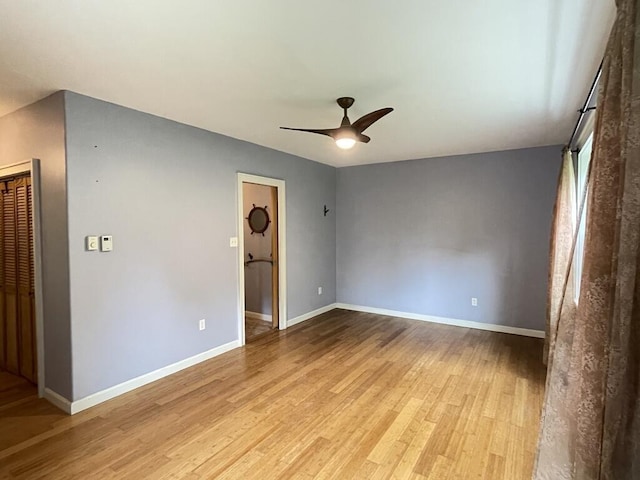 45 Seaview Ter, Belfast, ME 04915 - spare room with a ceiling fan and light wood-style flooring
