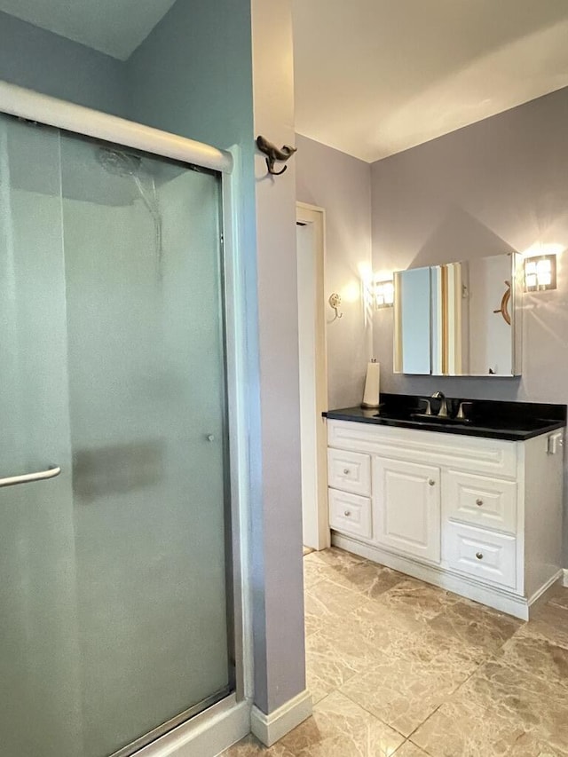 45 Seaview Ter, Belfast, ME 04915 - bathroom with vanity and a shower stall