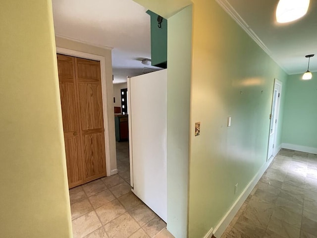 45 Seaview Ter, Belfast, ME 04915 - hallway featuring crown molding and baseboards