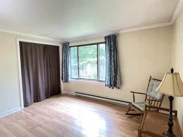 45 Seaview Ter, Belfast, ME 04915 - unfurnished room with a baseboard radiator, crown molding, and wood finished floors
