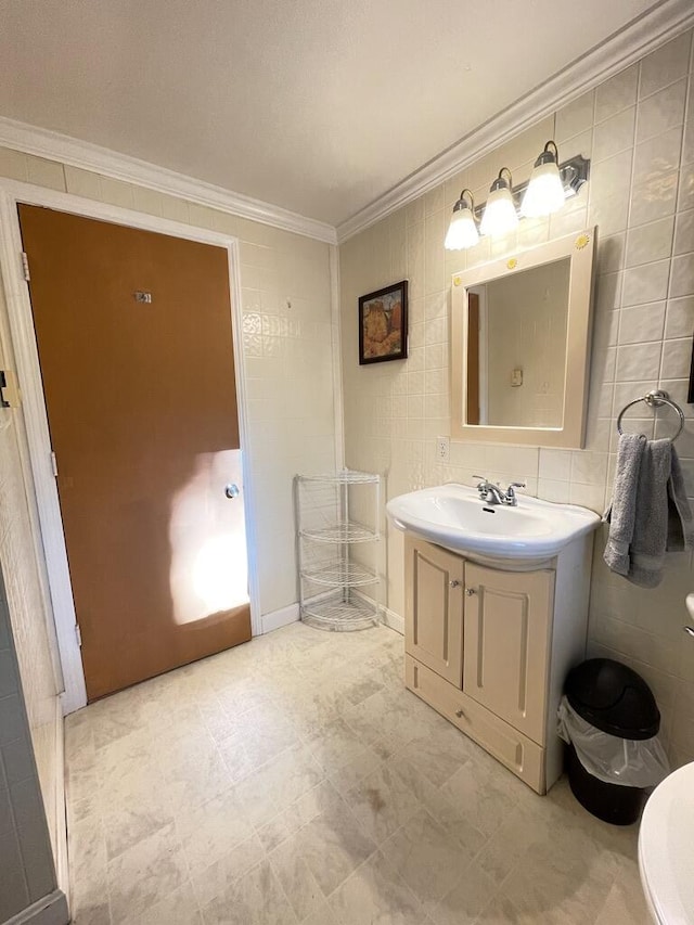 45 Seaview Ter, Belfast, ME 04915 - bathroom with ornamental molding and vanity