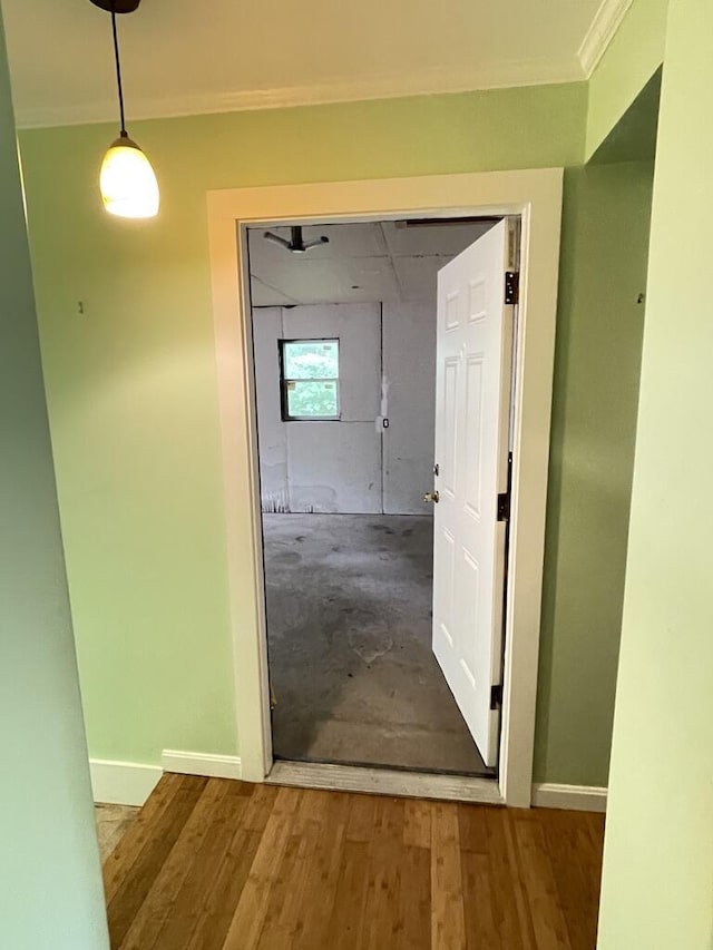 45 Seaview Ter, Belfast, ME 04915 - hallway featuring crown molding and wood finished floors