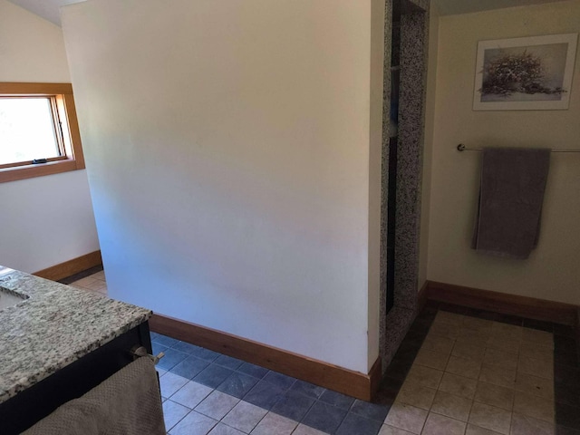 29 Punkin Hill Rd, South Thomaston, ME 04858 - bathroom featuring baseboards, tile patterned flooring, and vanity
