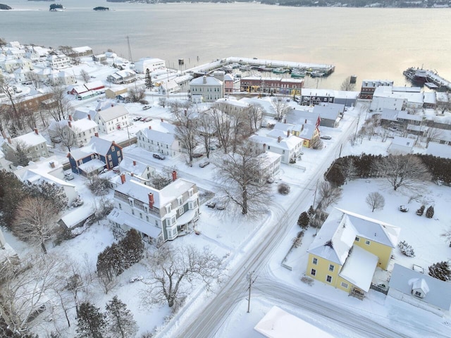 17 Boynton St, Eastport, ME 04631 - snowy aerial view featuring a water view