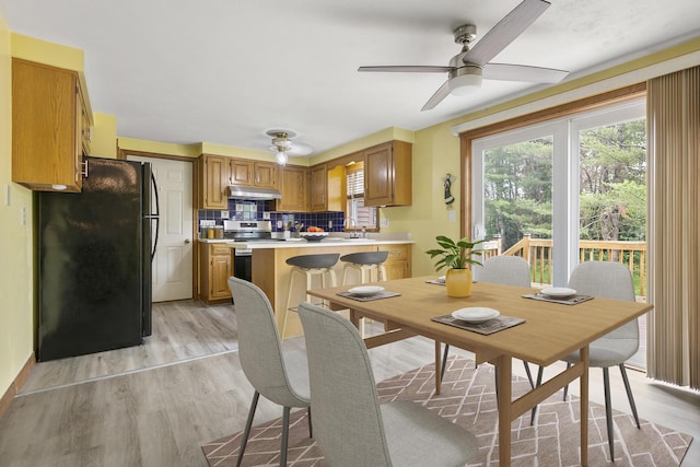 84 Old Carriage Rd Unit 84, Auburn, ME 04210 - dining room with ceiling fan and light wood-style floors
