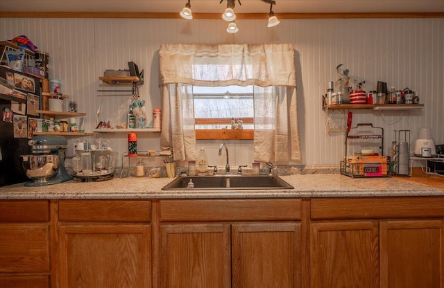 433 N Union Rd, Union, ME 04862 - kitchen with open shelves and a sink