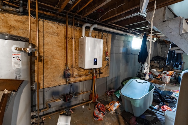 867 Minot Ave, Auburn, ME 04210 - below grade area with tankless water heater and gas water heater