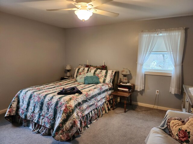 53 Village Rd, Stetson, ME 04488 - bedroom featuring carpet, baseboards, and a ceiling fan
