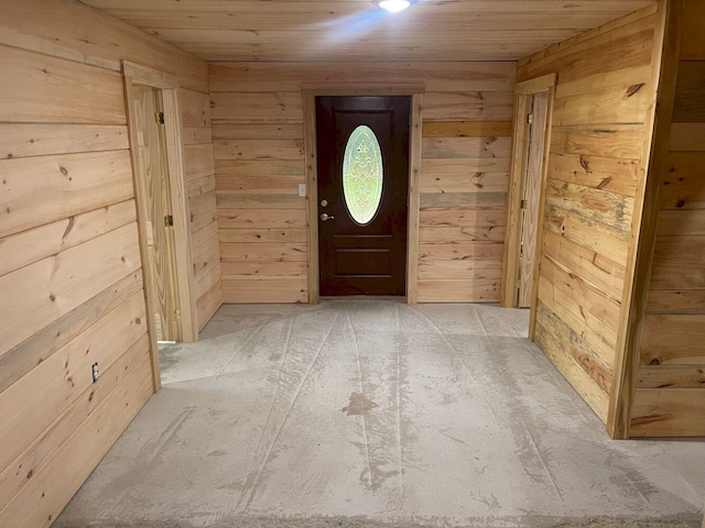 144 Redneck Rd, Starks, ME 04911 - entrance foyer with wooden walls and wooden ceiling
