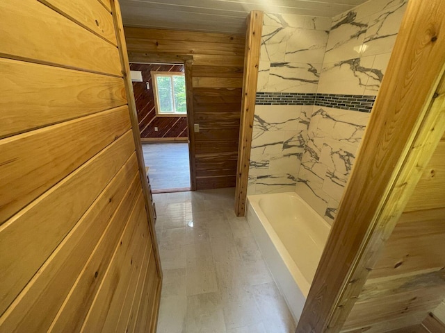 144 Redneck Rd, Starks, ME 04911 - full bathroom with wood walls