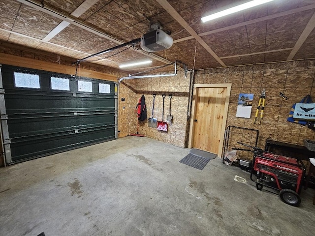 garage with a garage door opener
