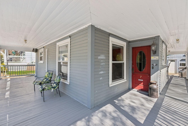 deck with a porch