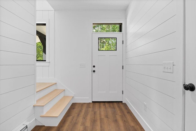 676 Sebago Rd, Sebago, ME 04029 - foyer entrance featuring stairs and dark wood-style floors