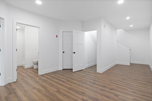 676 Sebago Rd, Sebago, ME 04029 - basement with recessed lighting, baseboards, and wood finished floors