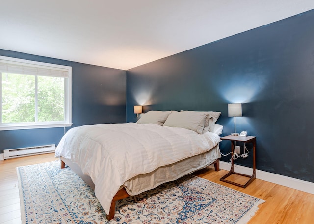 135 Portland Ave Unit 803, Old Orchard Beach, ME 04064 - bedroom with a baseboard heating unit, wood finished floors, and baseboards