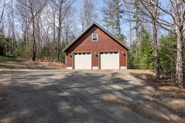 view of detached garage