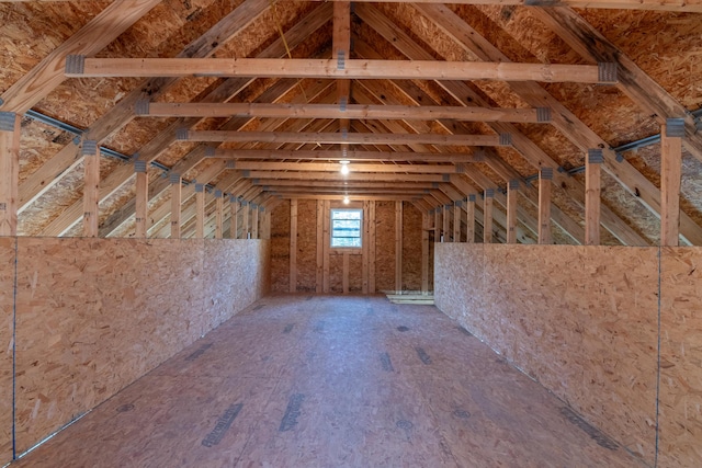 view of unfinished attic