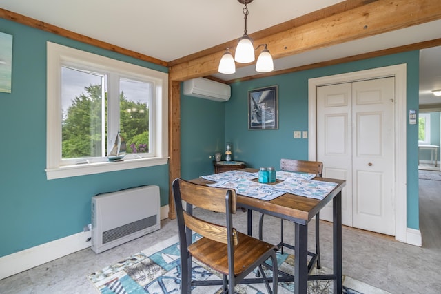 361 Sedgwick Ridge Rd, Sedgwick, ME 04676 - dining area with a wall unit AC and heating unit