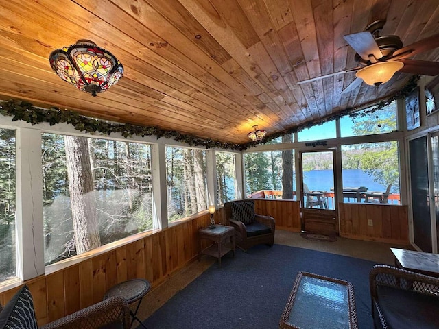 sunroom / solarium featuring ceiling fan and a healthy amount of sunlight