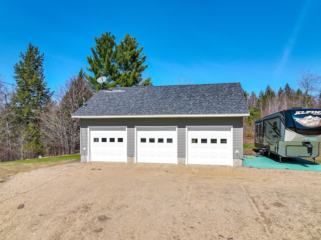 view of detached garage